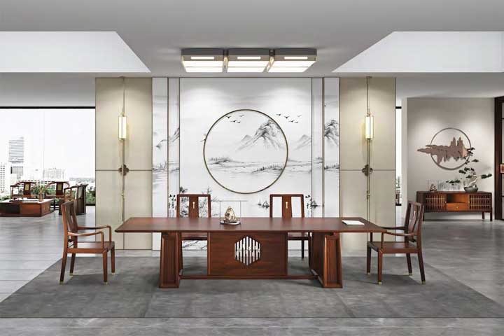 新中式實(shí)木辦公家具，全實(shí)木會(huì)議桌